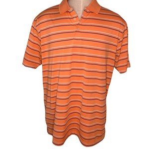 PGA TOUR |  Short- Sleve Orange Striped Collared Golf Shirt